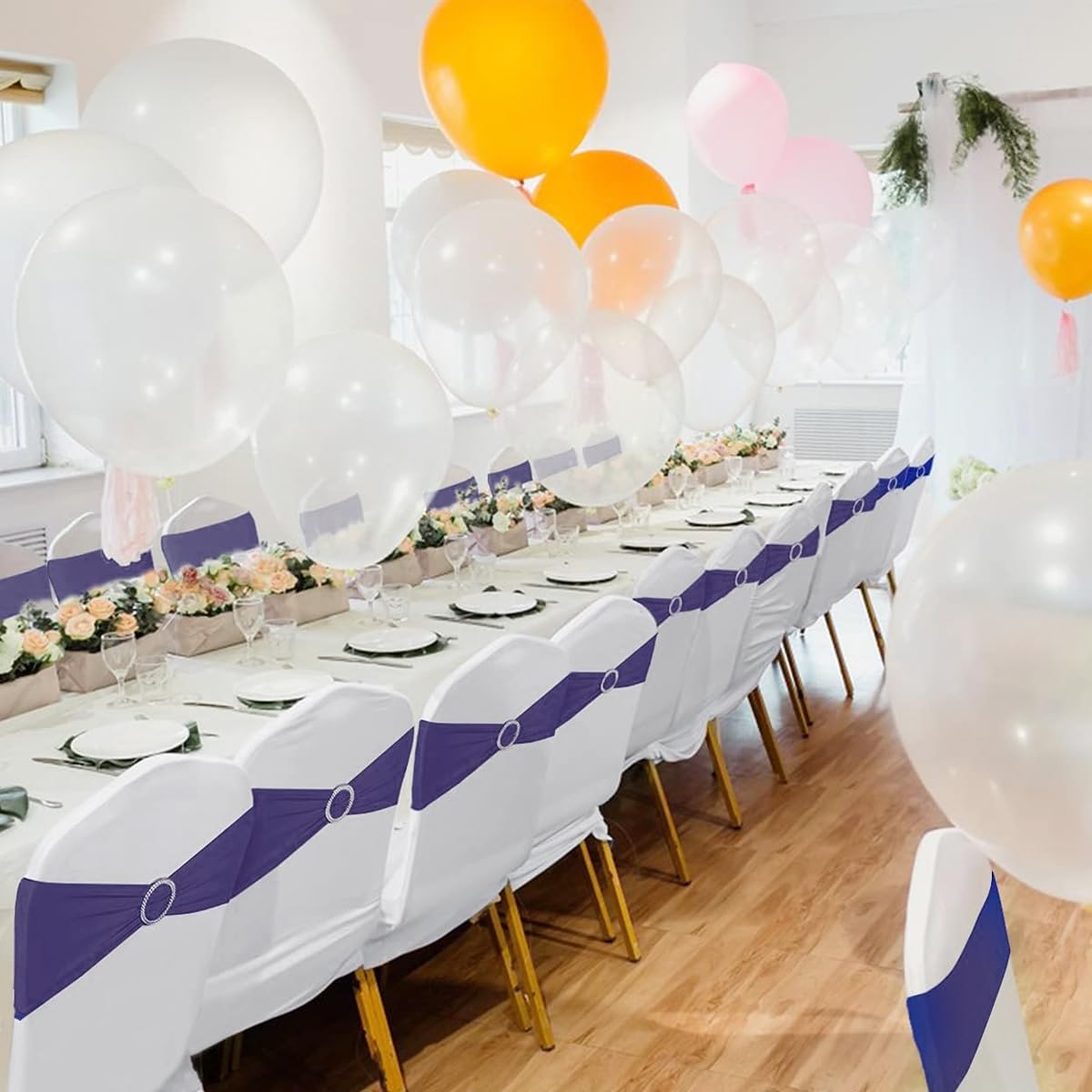 HASTHIP 20Pack Chair Sashes Chair Bows Stretch Chair Sashes Spandex Chair Cover Band with Buckle for Wedding Hotel Banquet Birthday Party Home Decorations, Purple HASTHIP 20Pack Chair Sashes Chair Bows Stretch Chair Sashes Spandex Chair Cover Band with Buckle for Wedding Hotel Banquet Birthday Party Home Decorations, Purple